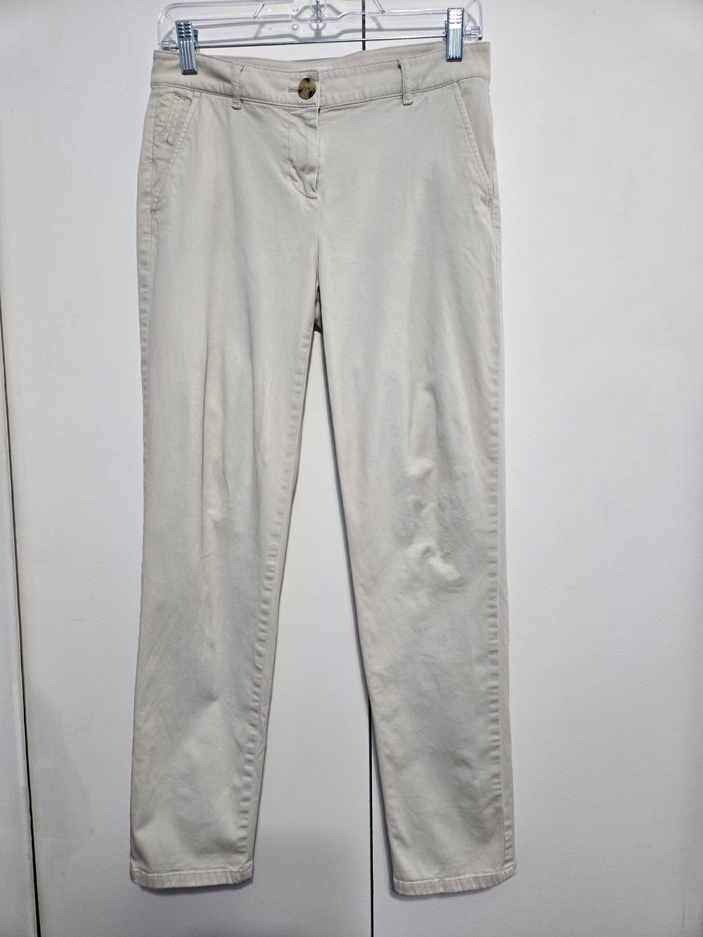 J.Jill Size 4‎ Cream Straight Leg Stretch Chino Pants Casual Career